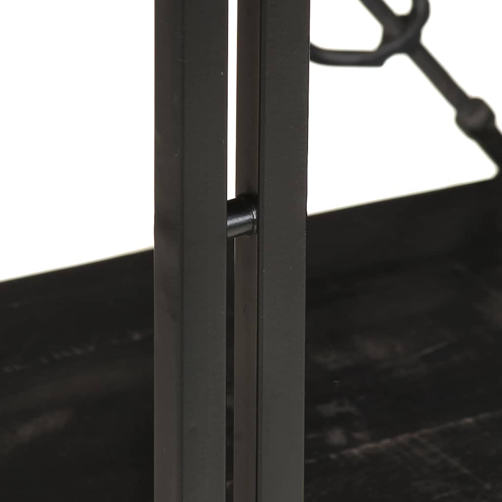 3-Tier Bookcase Black 90x30x80 cm Solid Mango Wood