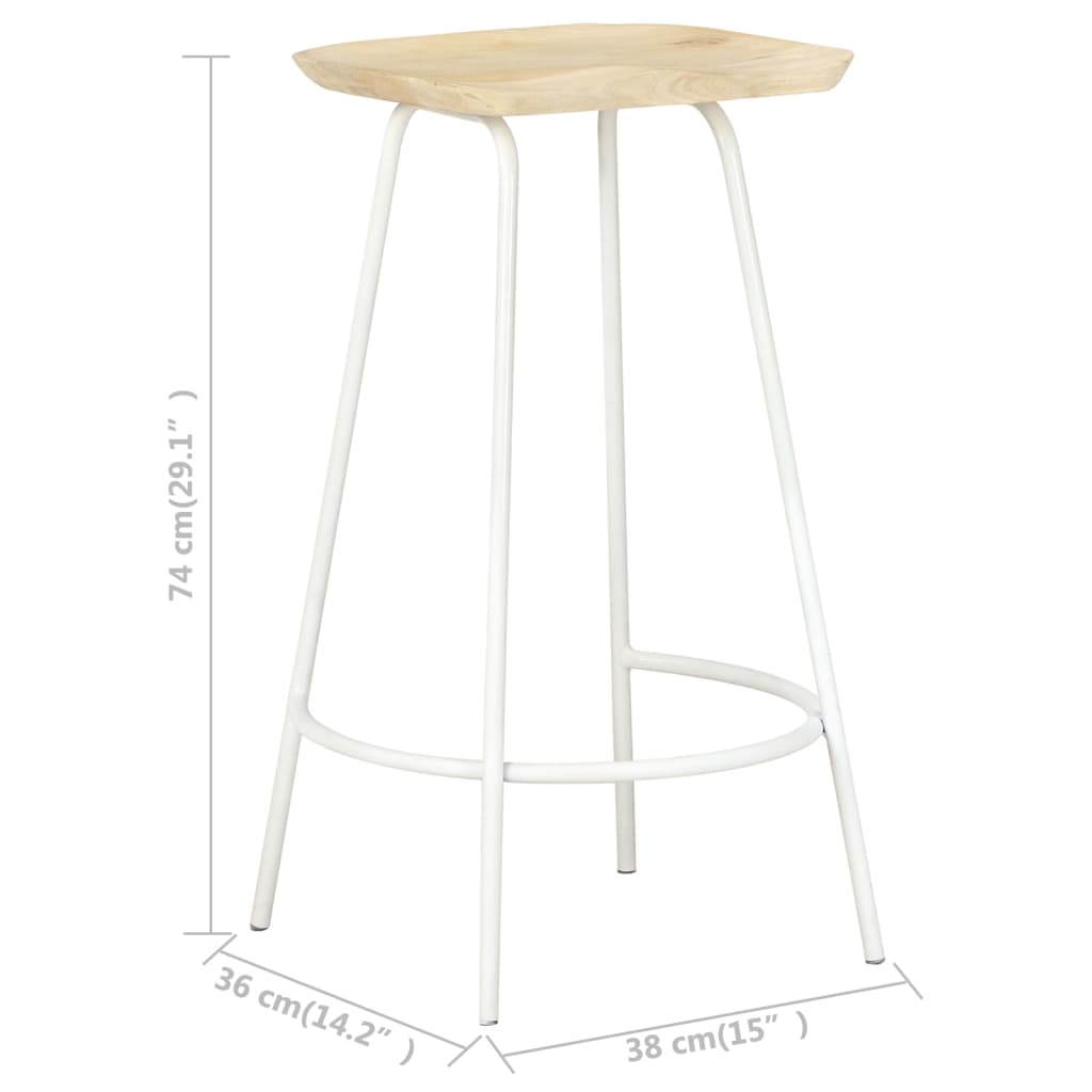 vidaXL Bar Stools 2 pcs Solid Mango Wood