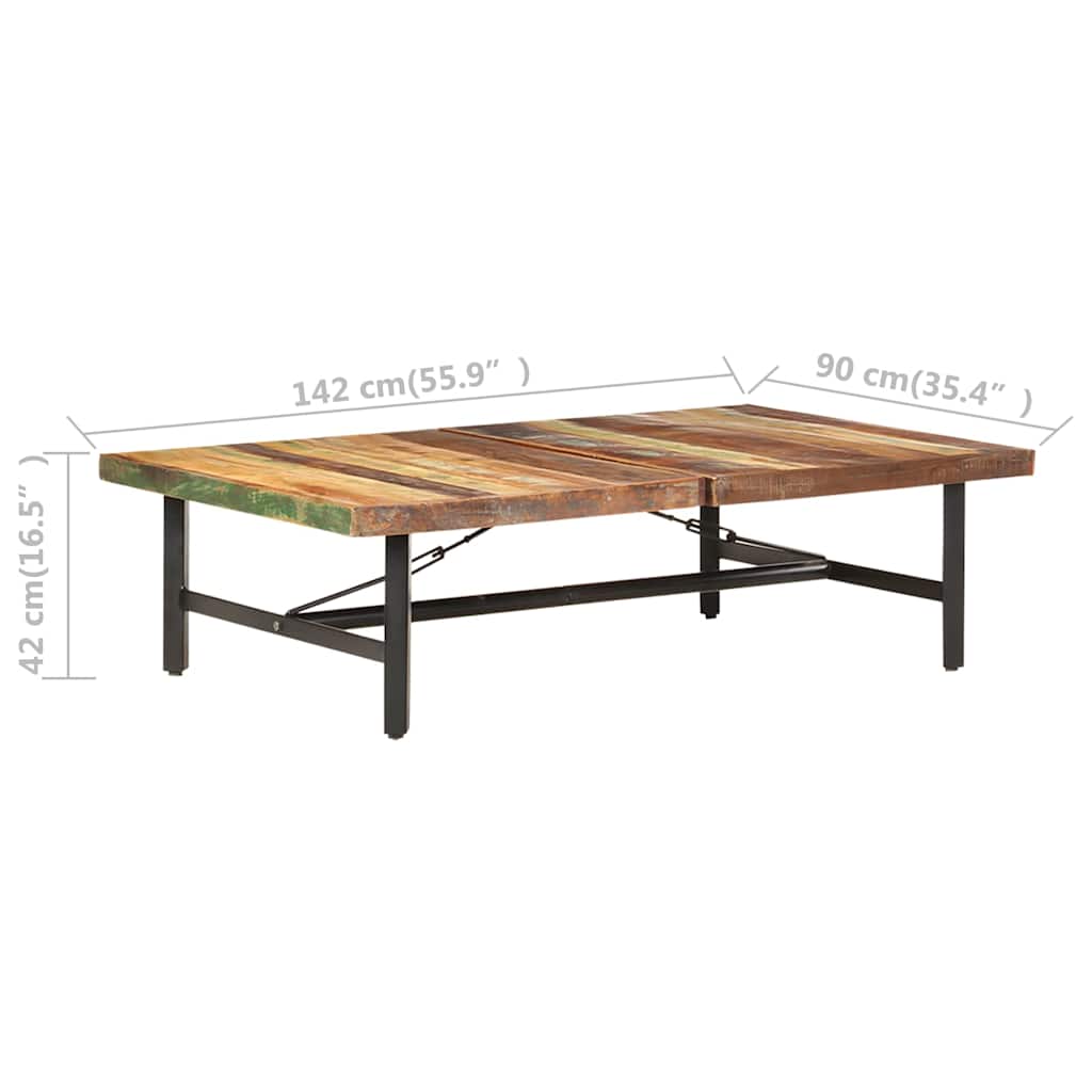 320654 vidaXL Coffee Table 142x90x42 cm Solid Reclaimed Wood