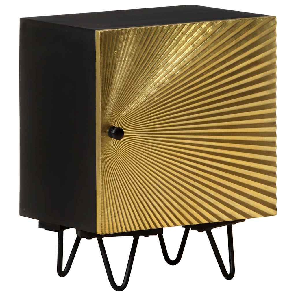 322680 vidaXL Bedside Cabinet with Brass Front 40x30x50 cm Solid Mango Wood