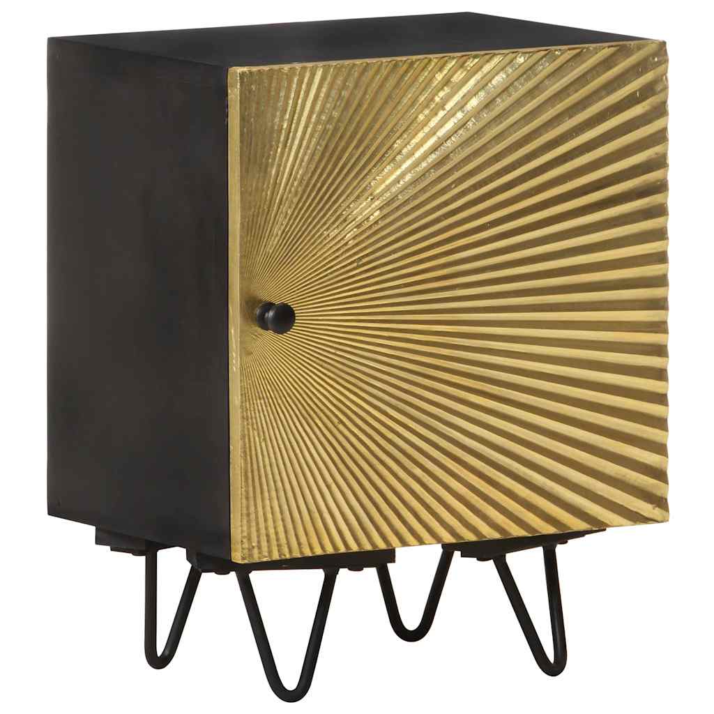 322680 vidaXL Bedside Cabinet with Brass Front 40x30x50 cm Solid Mango Wood