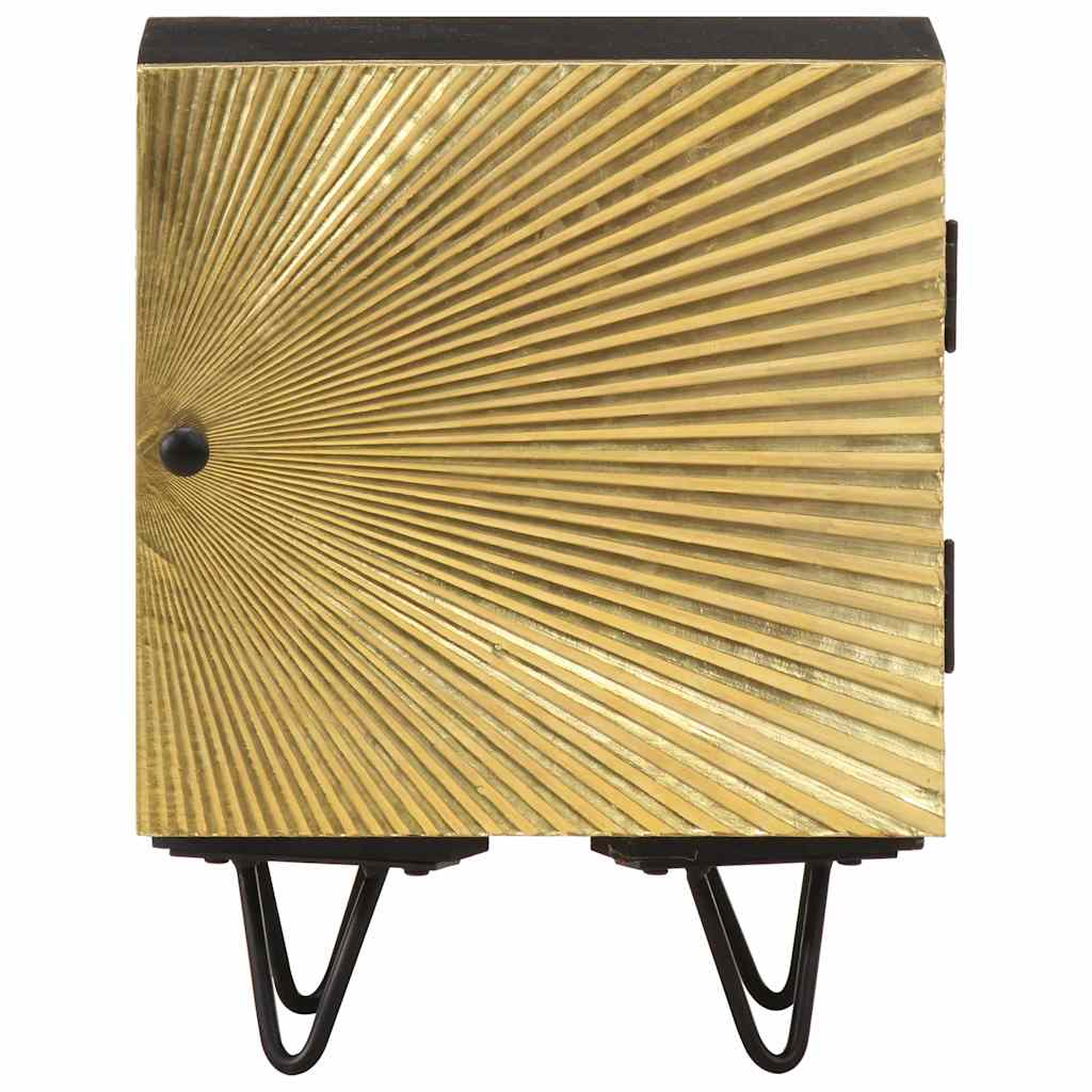 322680 vidaXL Bedside Cabinet with Brass Front 40x30x50 cm Solid Mango Wood