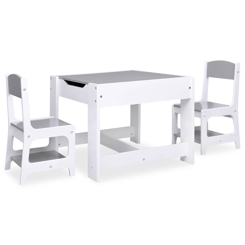 80283 vidaXL Children's Table with 2 Chairs White MDF