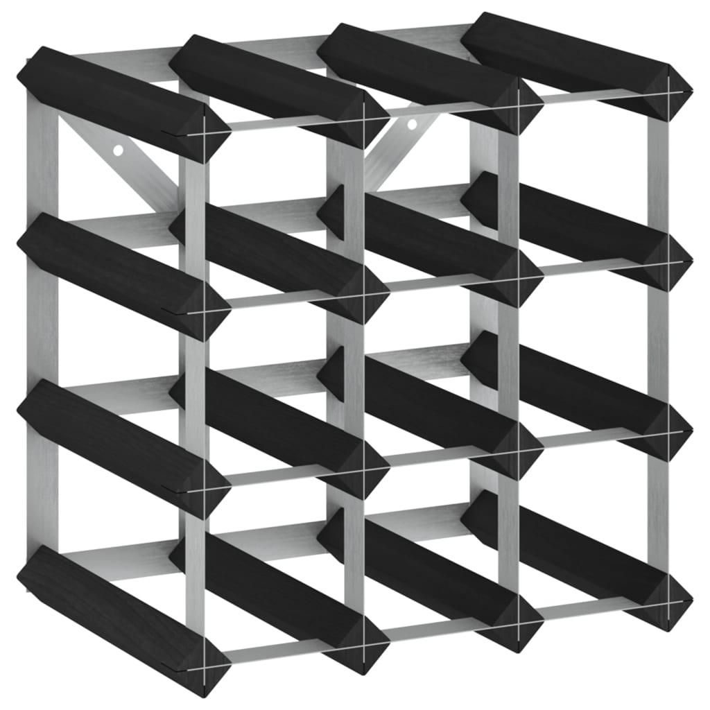 vidaXL Wine Rack for 12 Bottles Black Solid Pine Wood