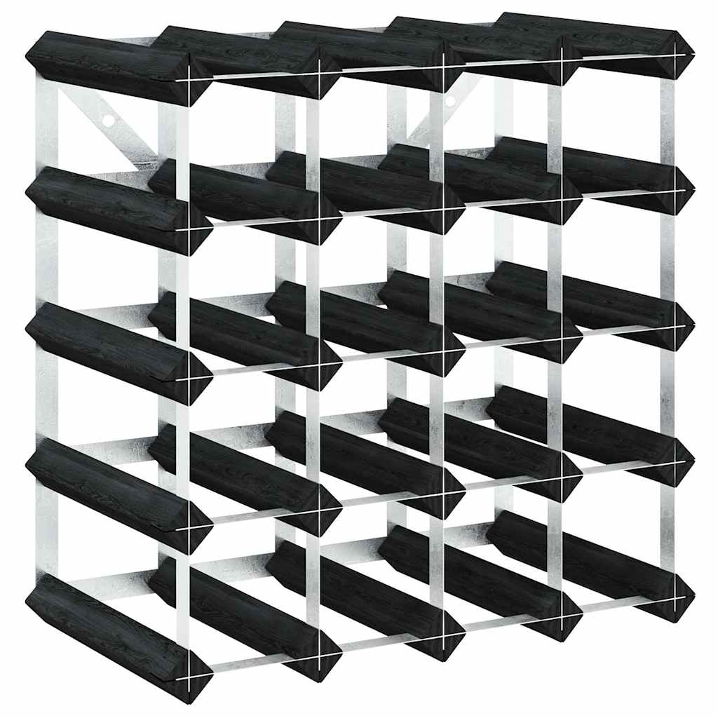 Wine Rack for 20 Bottles Black Solid Pine Wood
