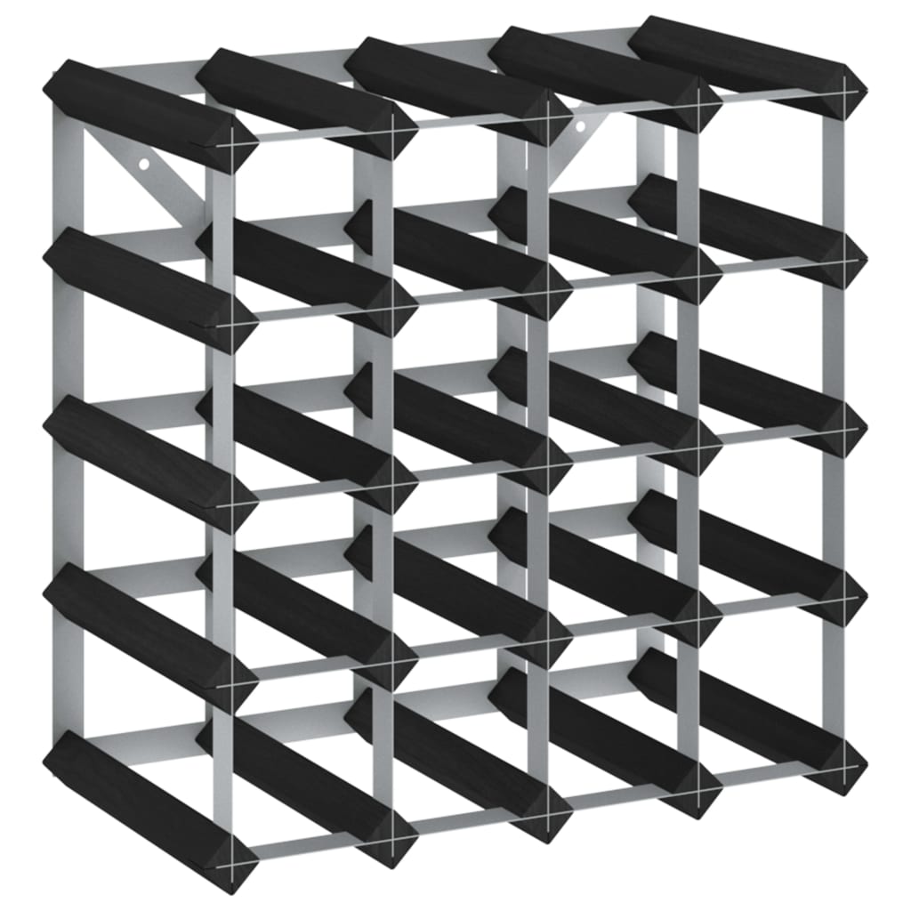 vidaXL Wine Rack for 20 Bottles Black Solid Pine Wood