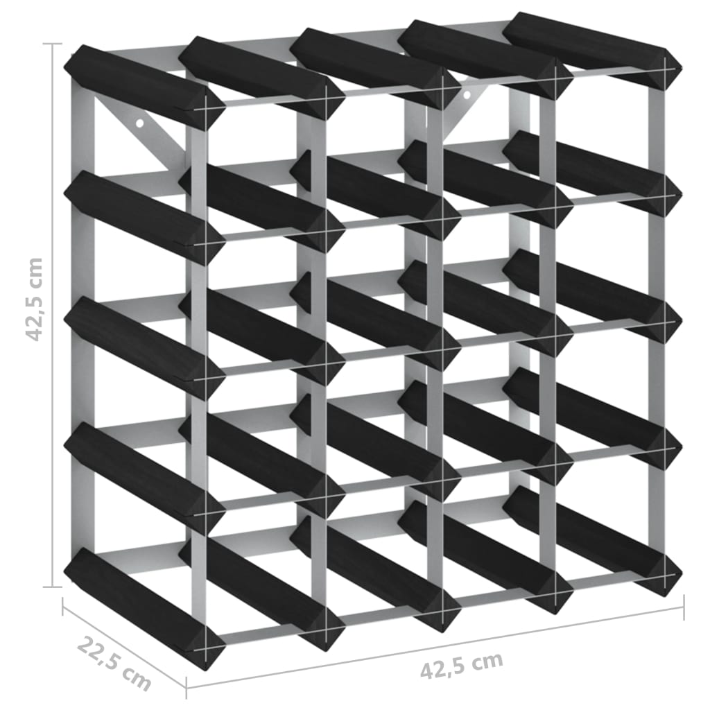 vidaXL Wine Rack for 20 Bottles Black Solid Pine Wood