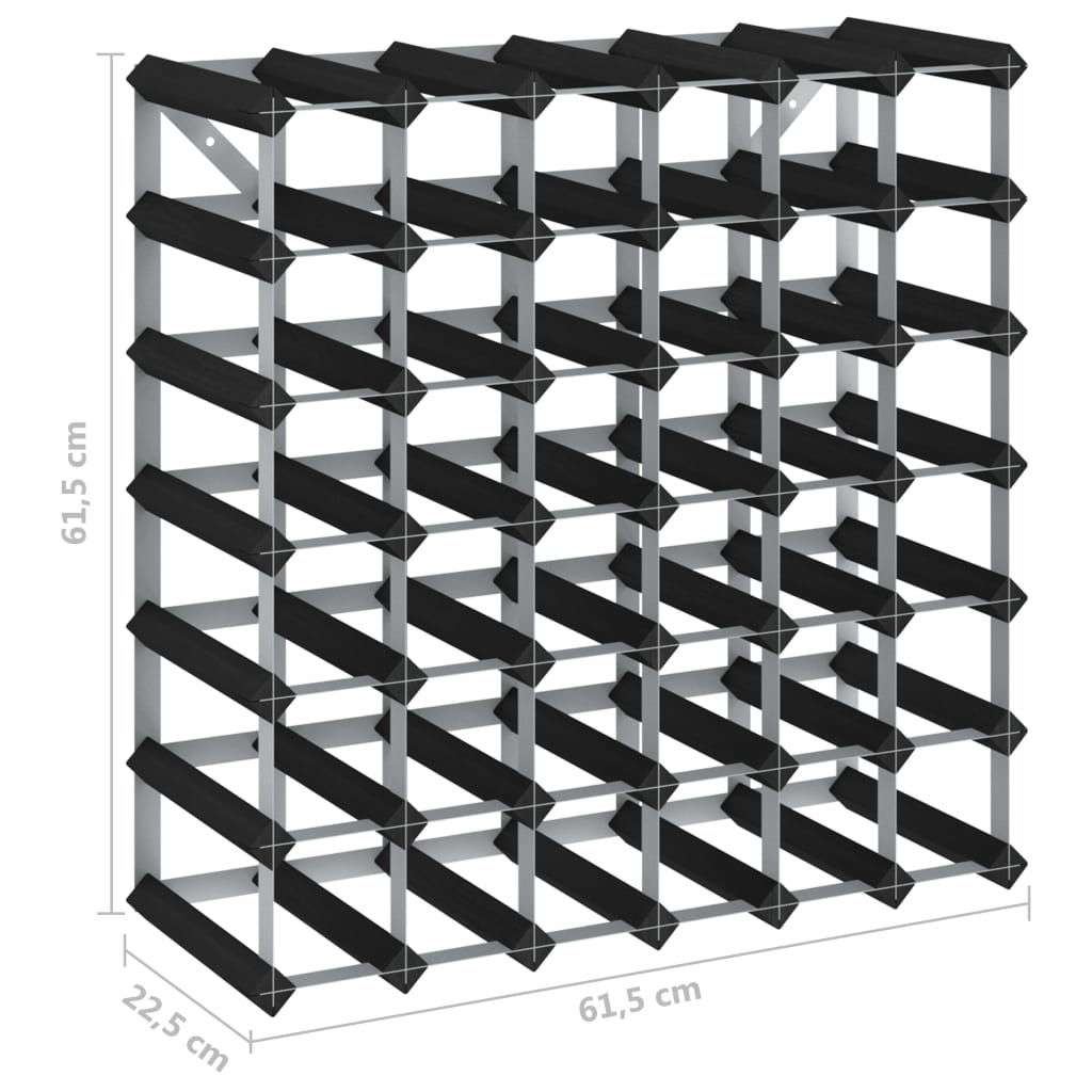 vidaXL Wine Rack for 42 Bottles Black Solid Pine Wood