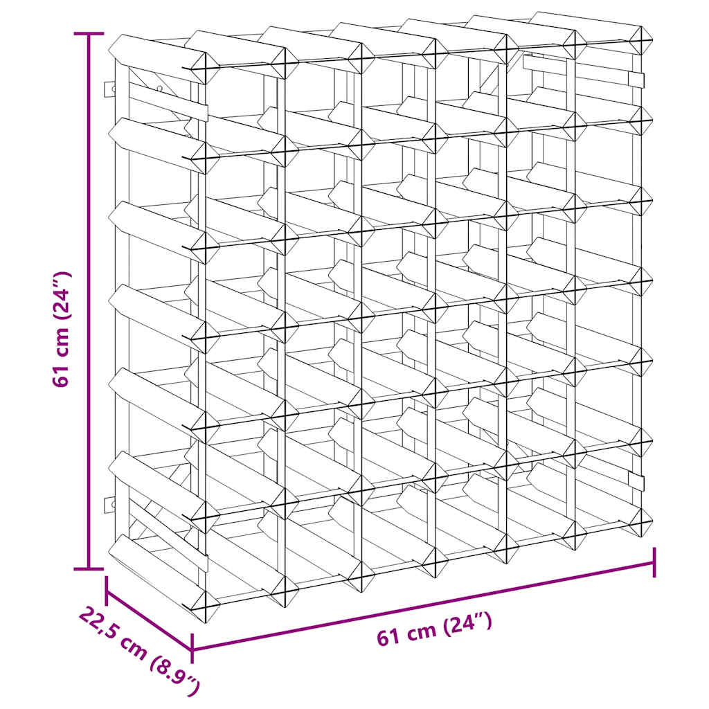 Wine Rack for 42 Bottles Black Solid Pine Wood
