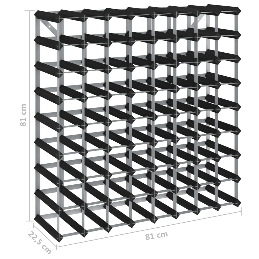 vidaXL Wine Rack for 72 Bottles Black Solid Pine Wood