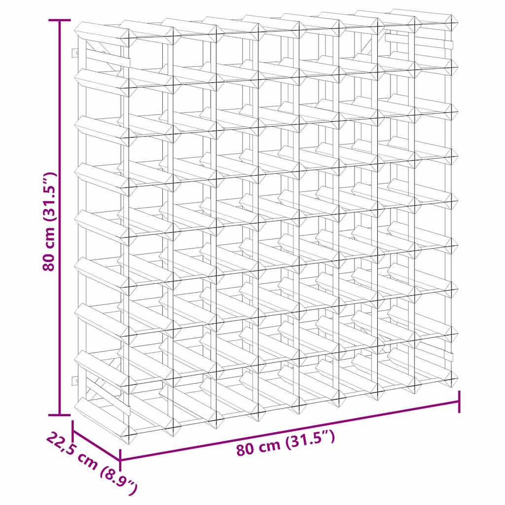 Wine Rack for 72 Bottles Black Solid Pine Wood