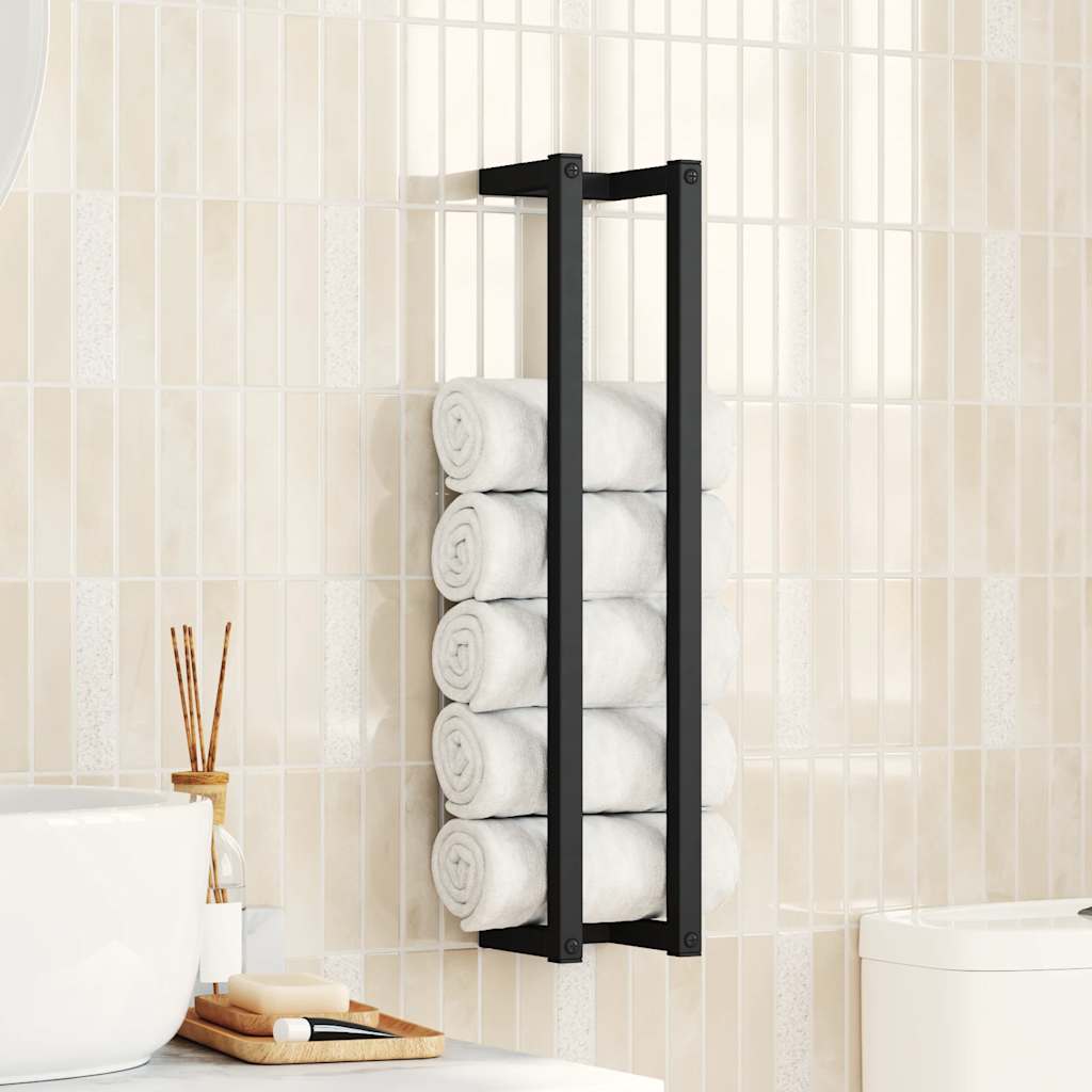 Towel Rack Black 12.5x12.5x60 cm Iron