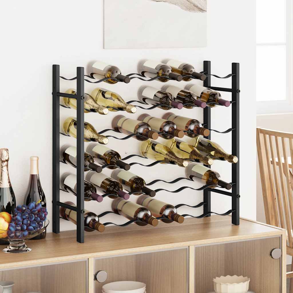 Wine Rack for 36 Bottles Black Iron