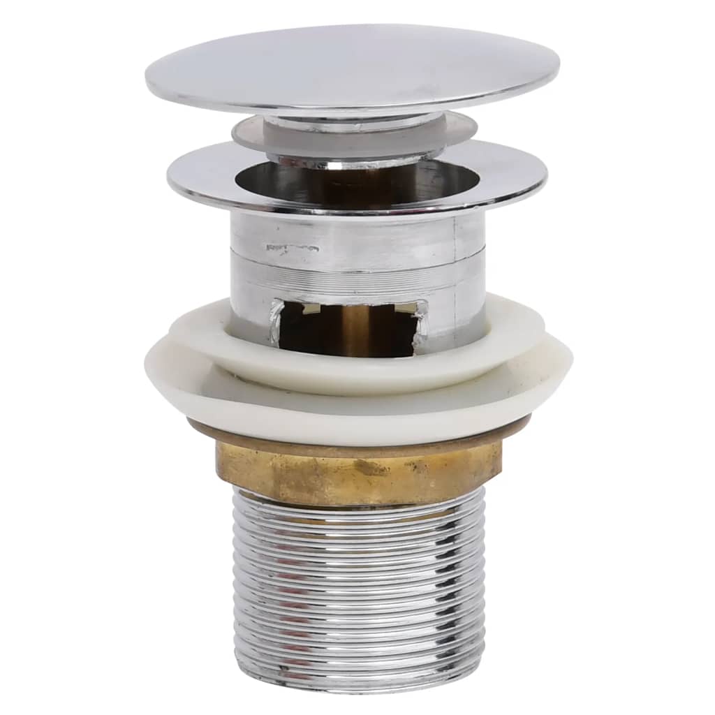 vidaXL Push Drain with Overflow Function Chrome 6.4x6.4x9.1 cm