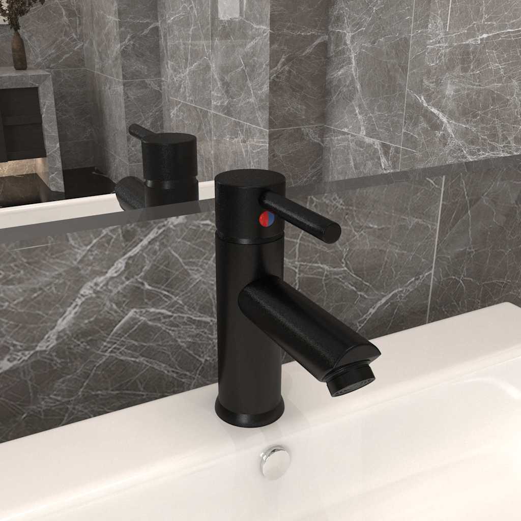 149066 vidaXL Bathroom Basin Faucet Black 130x176 mm