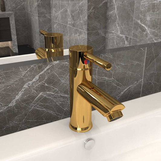 149067 vidaXL Bathroom Basin Faucet Gold 130x176 mm