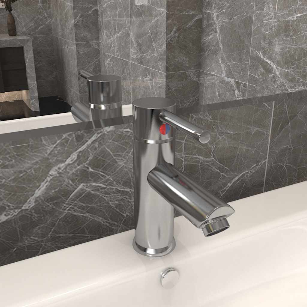 149069 vidaXL Bathroom Basin Faucet Silver 130x176 mm