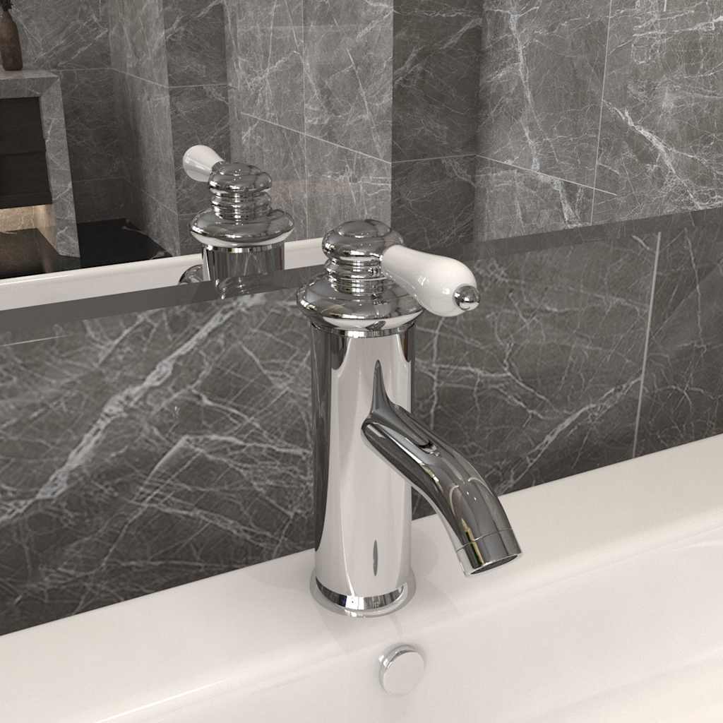 149070 vidaXL Bathroom Basin Faucet Chromed Finish 130x180 mm