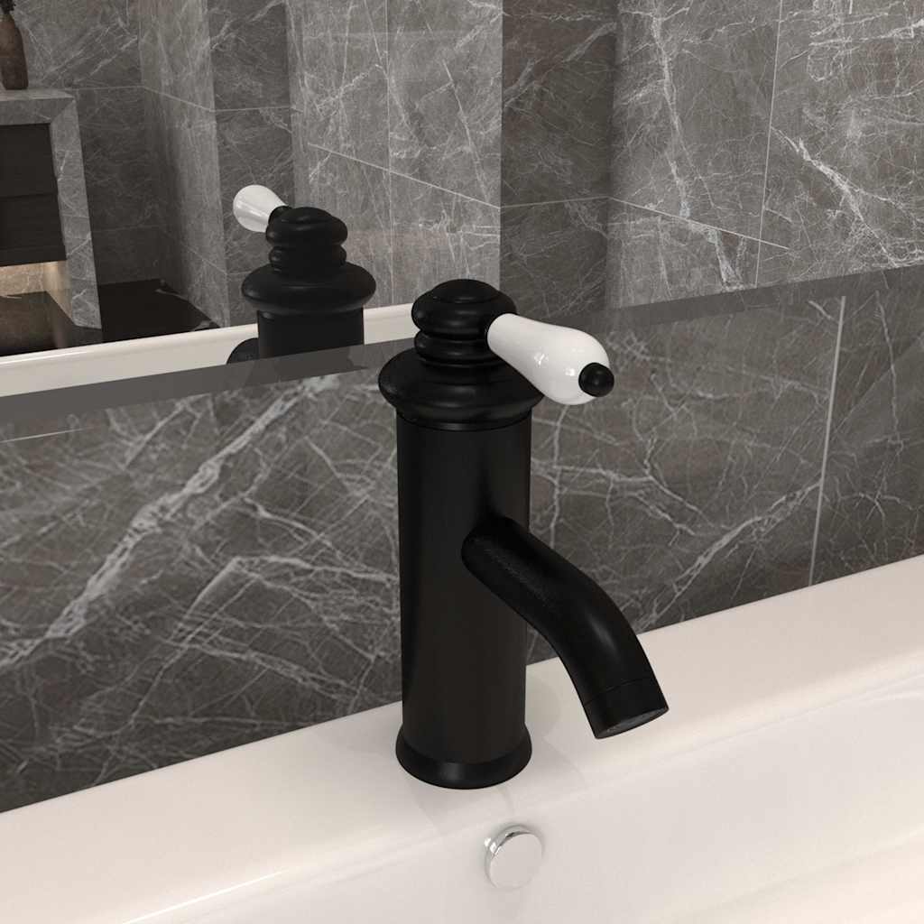 149071 vidaXL Bathroom Basin Faucet Black 130x180 mm