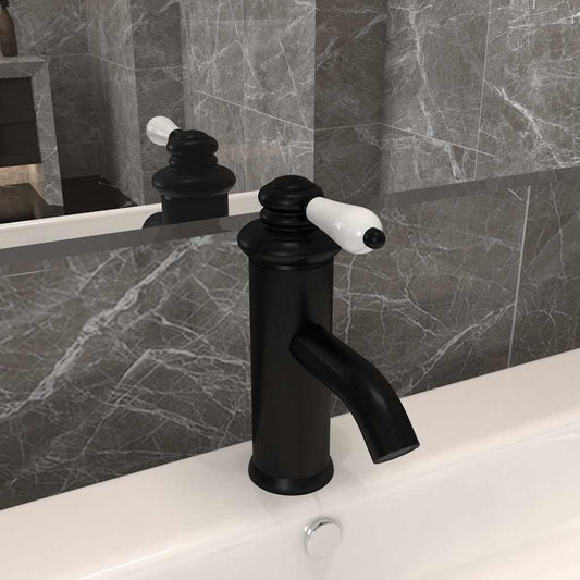 149071 vidaXL Bathroom Basin Faucet Black 130x180 mm