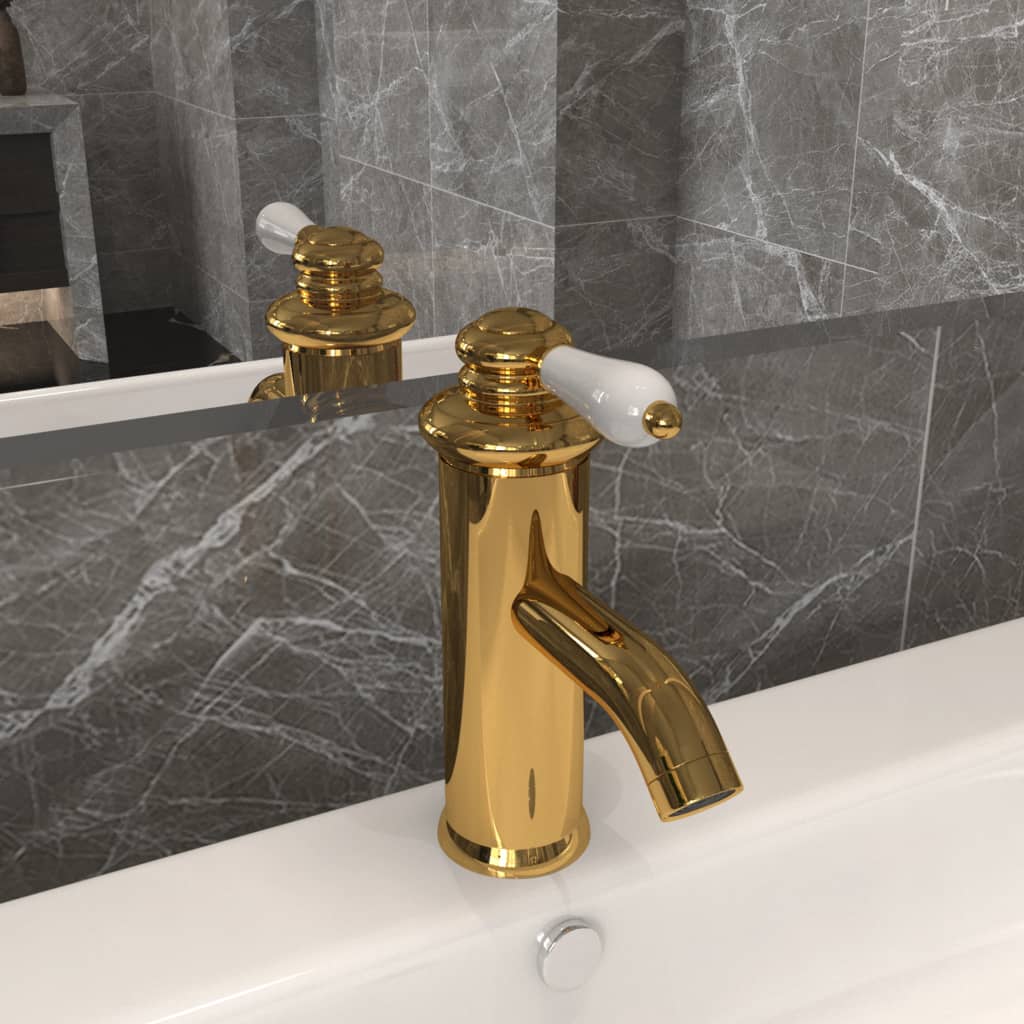 149072 vidaXL Bathroom Basin Faucet Gold 130x180 mm