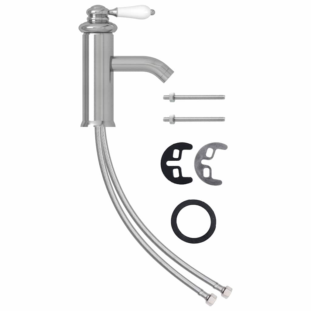 149074 vidaXL Bathroom Basin Faucet Silver 130x180 mm