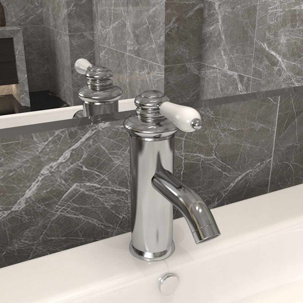 149074 vidaXL Bathroom Basin Faucet Silver 130x180 mm