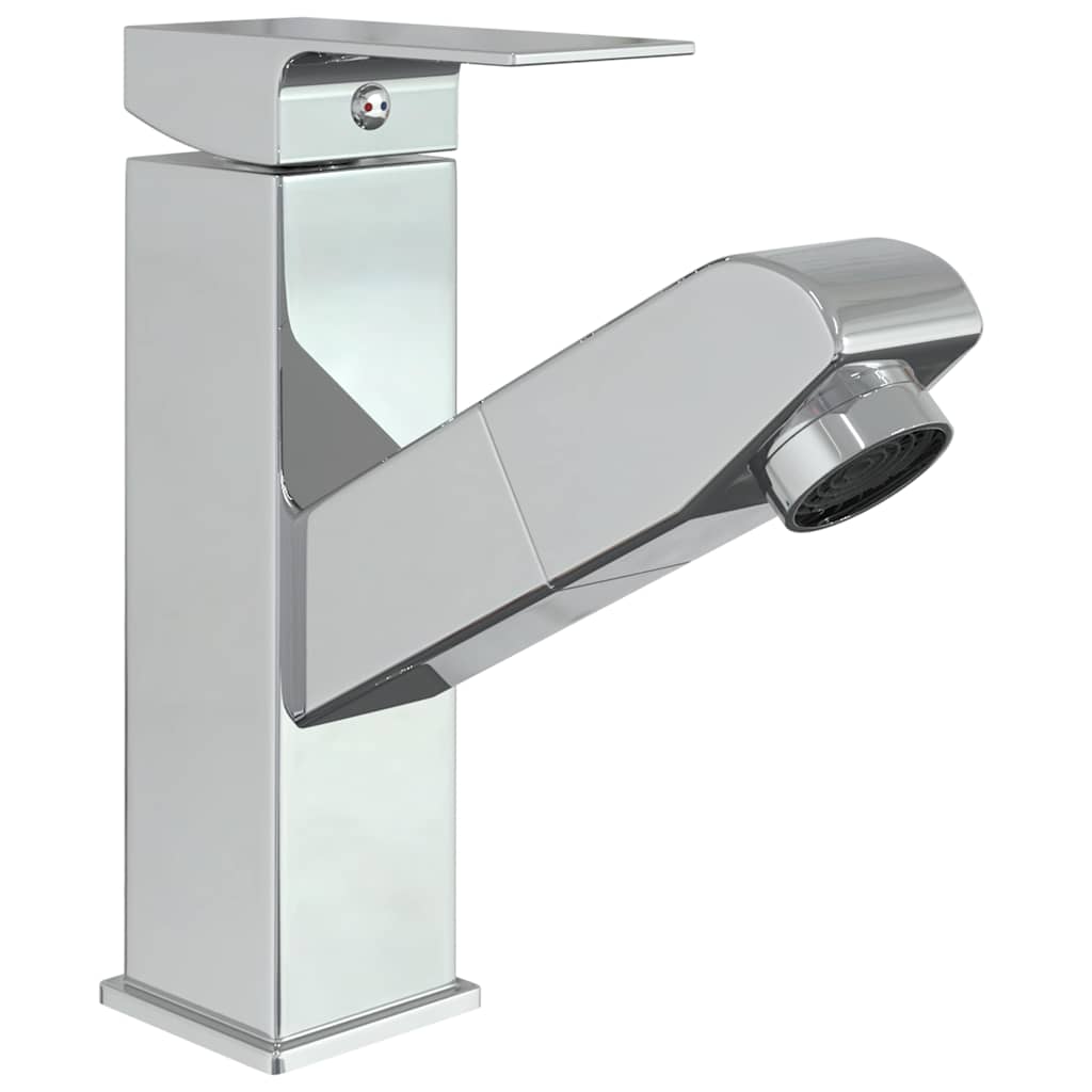 149075 vidaXL Bathroom Basin Faucet with Pull-out Function Chromed Finish 157x172 mm