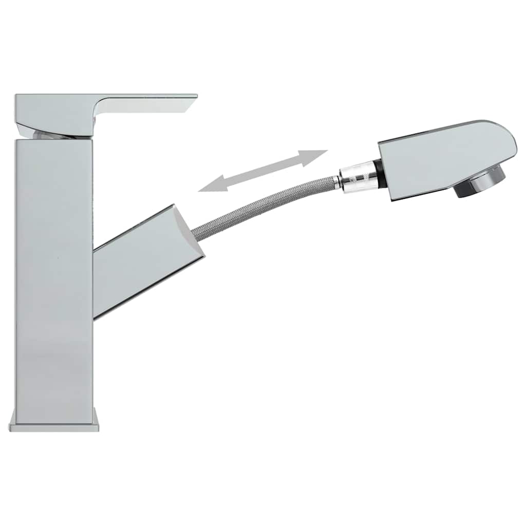 149075 vidaXL Bathroom Basin Faucet with Pull-out Function Chromed Finish 157x172 mm