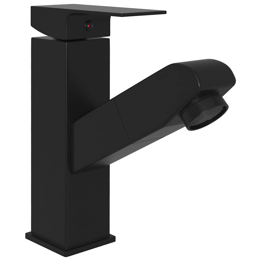 149076 vidaXL Bathroom Basin Faucet with Pull-out Function Black 157x172 mm