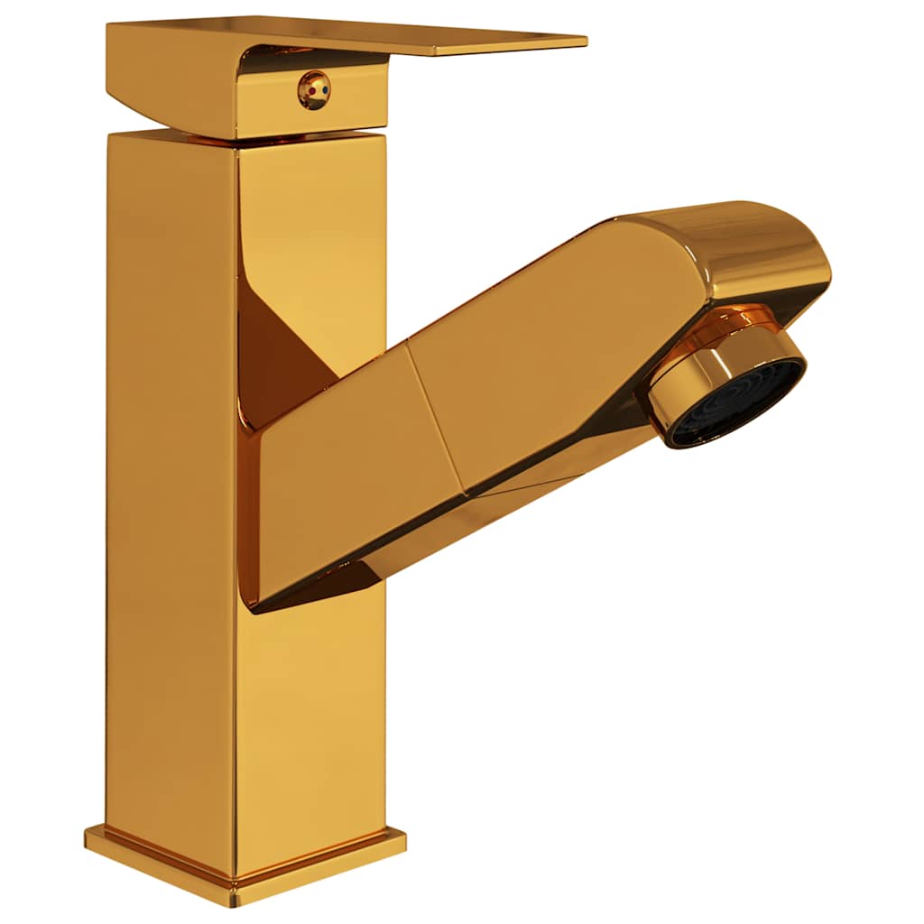 149077 vidaXL Bathroom Basin Faucet with Pull-out Function Gold 157x172 mm