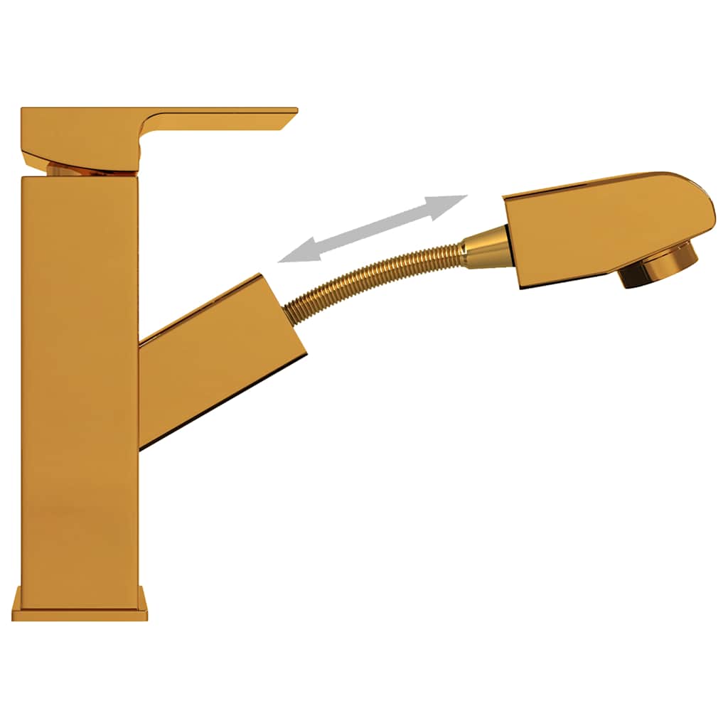 149077 vidaXL Bathroom Basin Faucet with Pull-out Function Gold 157x172 mm