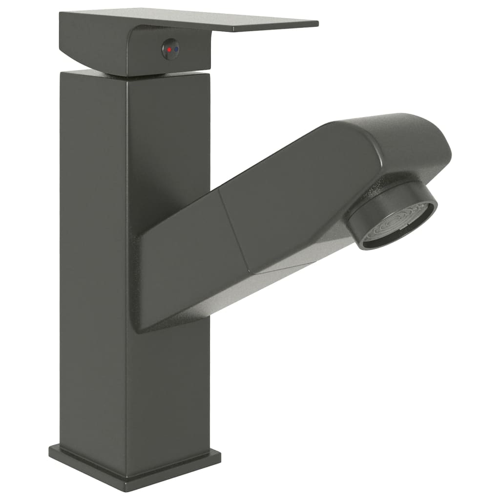 149078 vidaXL Bathroom Basin Faucet with Pull-out Function Grey 157x172 mm