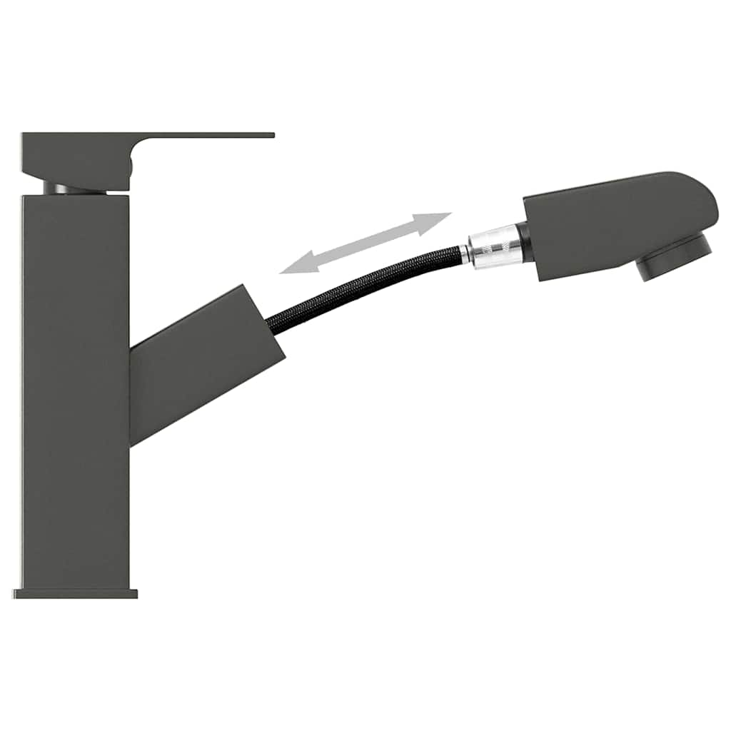 149078 vidaXL Bathroom Basin Faucet with Pull-out Function Grey 157x172 mm