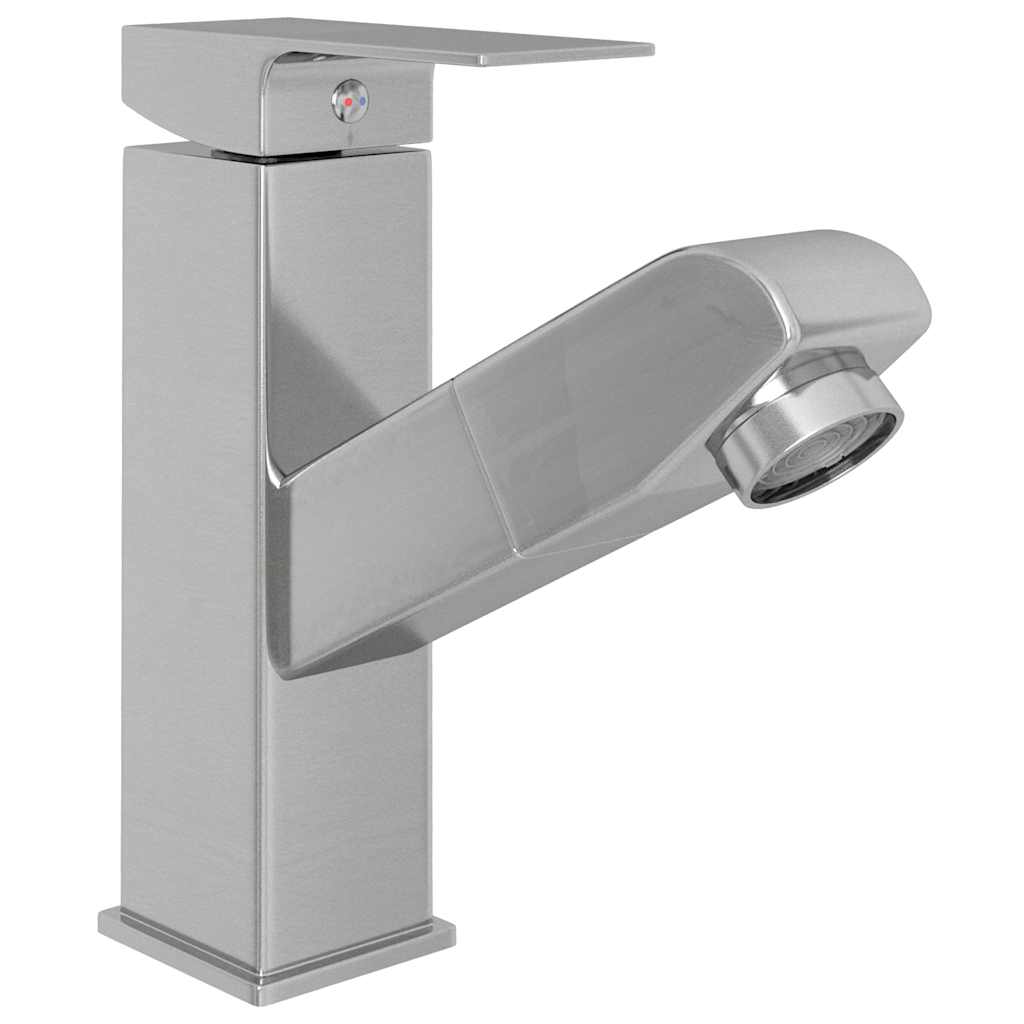 149079 vidaXL Bathroom Basin Faucet with Pull-out Function Silver 157x172 mm