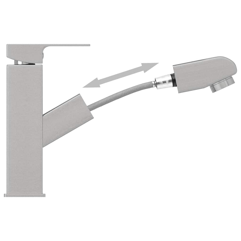 149079 vidaXL Bathroom Basin Faucet with Pull-out Function Silver 157x172 mm