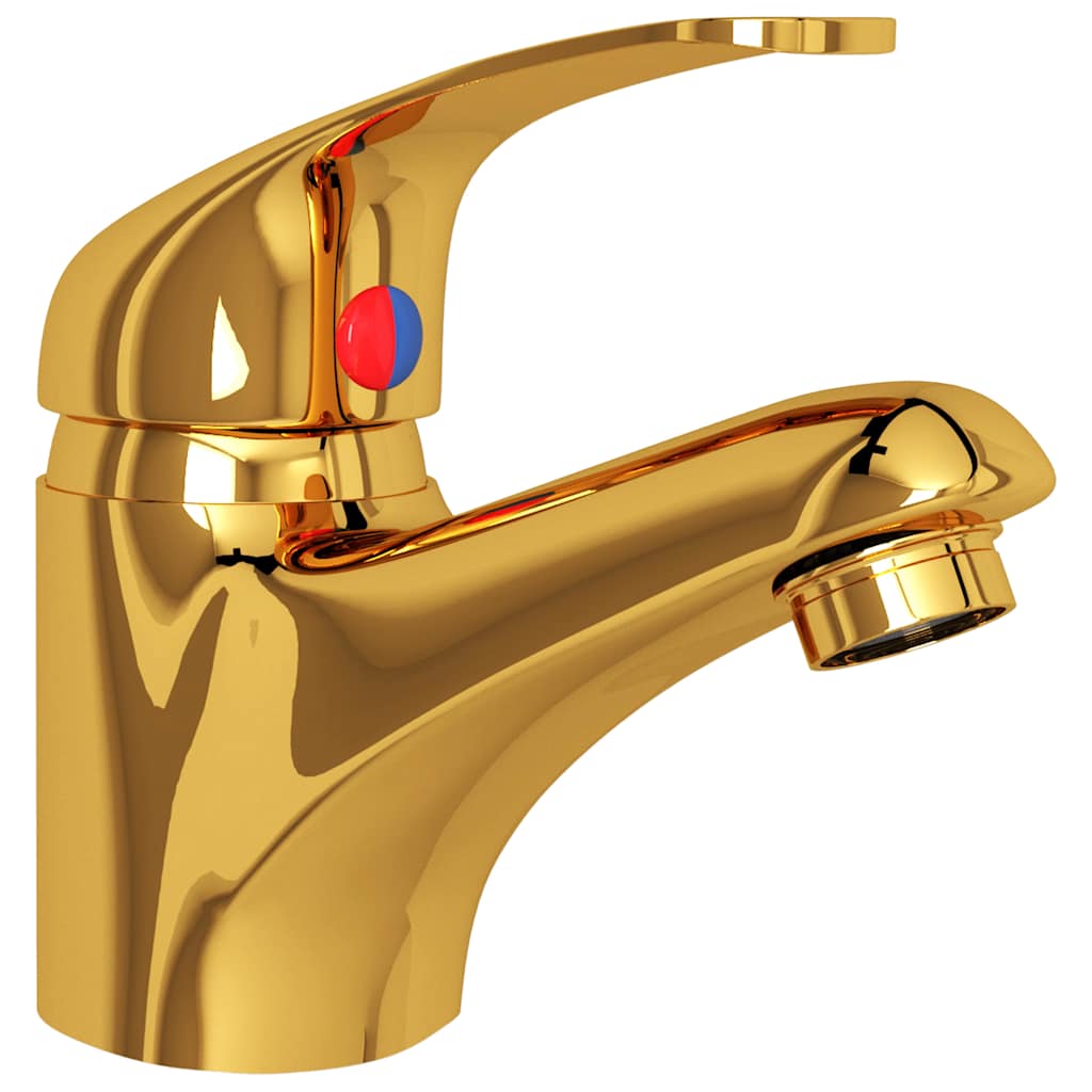 149081 vidaXL Basin Mixer Tap Gold 13x10 cm