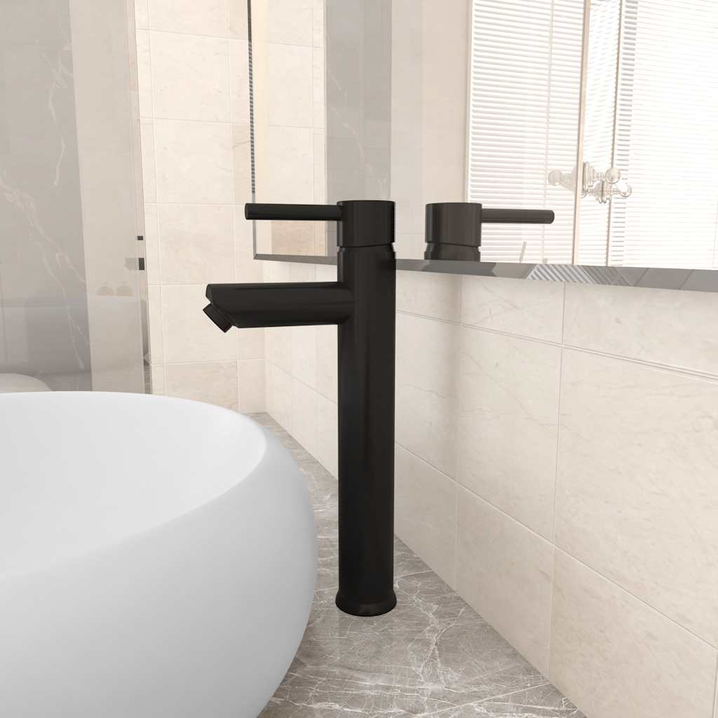 149088 vidaXL Bathroom Mixer Tap Black 12x30 cm
