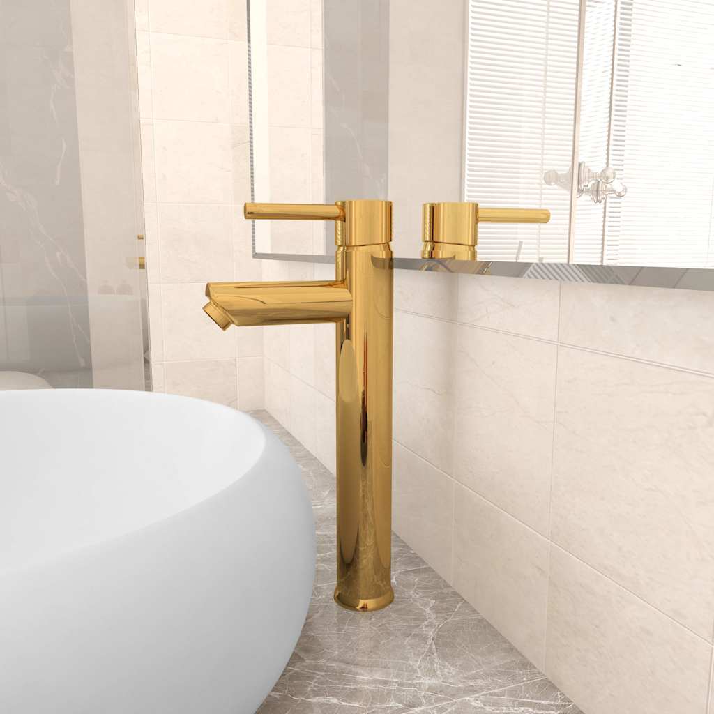 149089 vidaXL Bathroom Mixer Tap Gold 12x30 cm