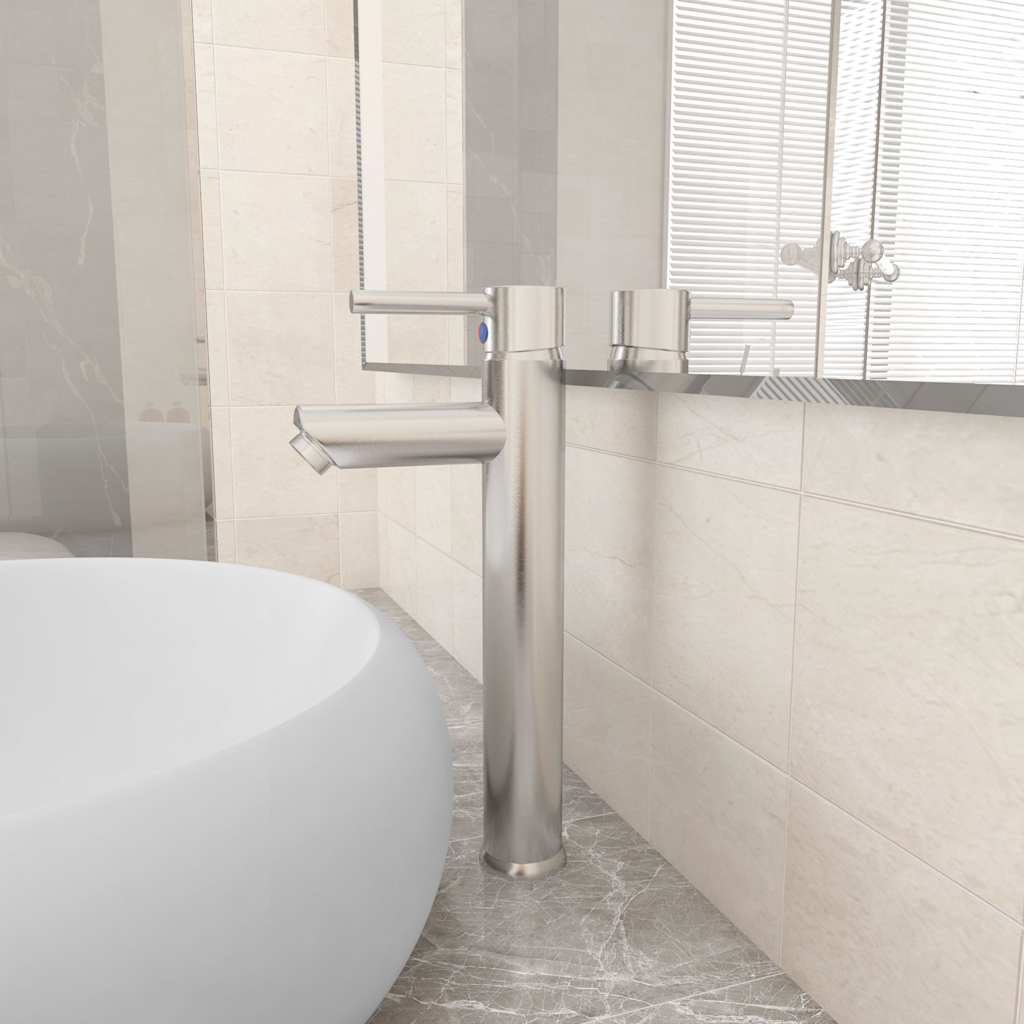 149091 vidaXL Bathroom Mixer Tap Silver 12x30 cm