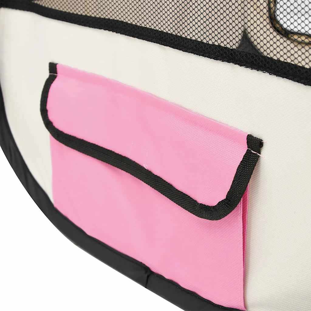 Foldable Dog Playpen with Carrying Bag Pink 125x125x61 cm