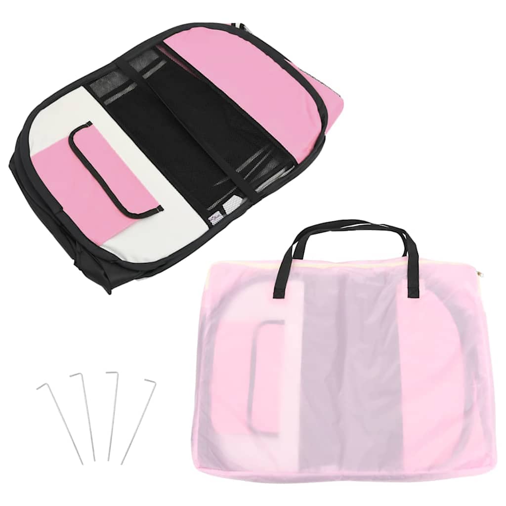 Foldable Dog Playpen with Carrying Bag Pink 125x125x61 cm