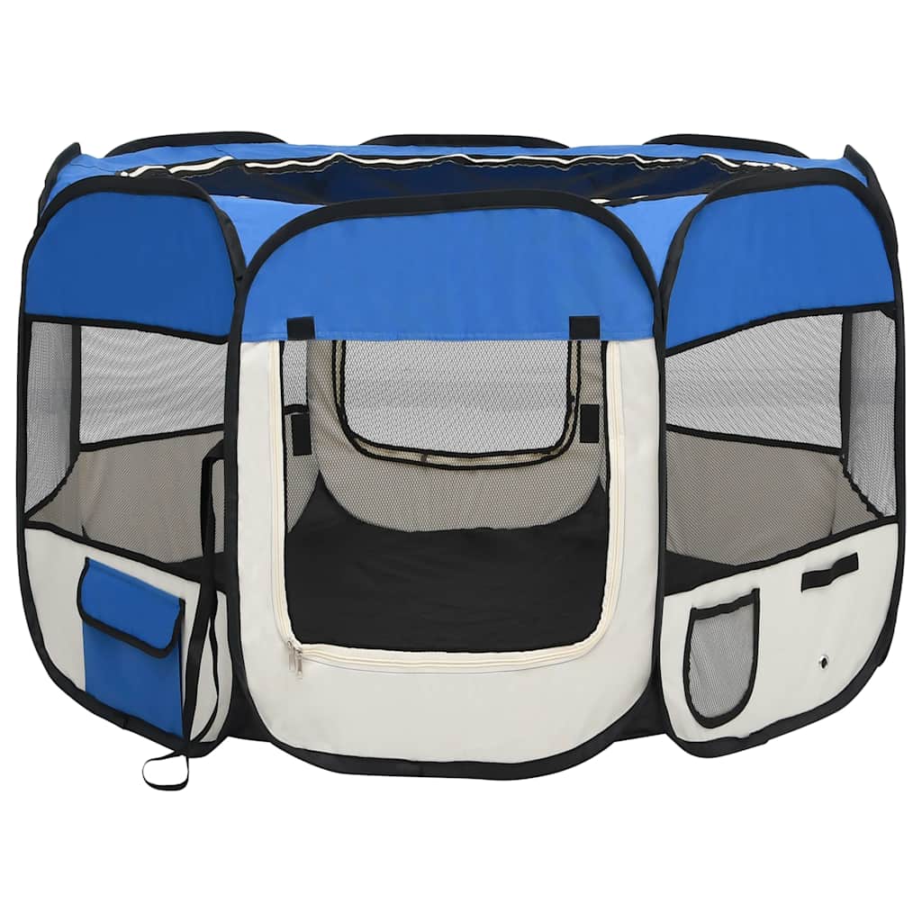 171013 vidaXL Foldable Dog Playpen with Carrying Bag Blue 90x90x58 cm