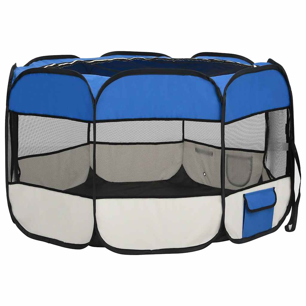 171014 vidaXL Foldable Dog Playpen with Carrying Bag Blue 110x110x58 cm