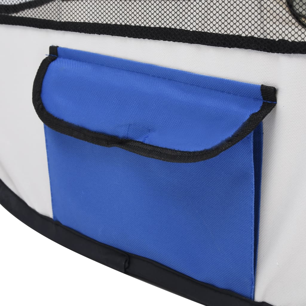 vidaXL Foldable Dog Playpen with Carrying Bag Blue 110x110x58 cm