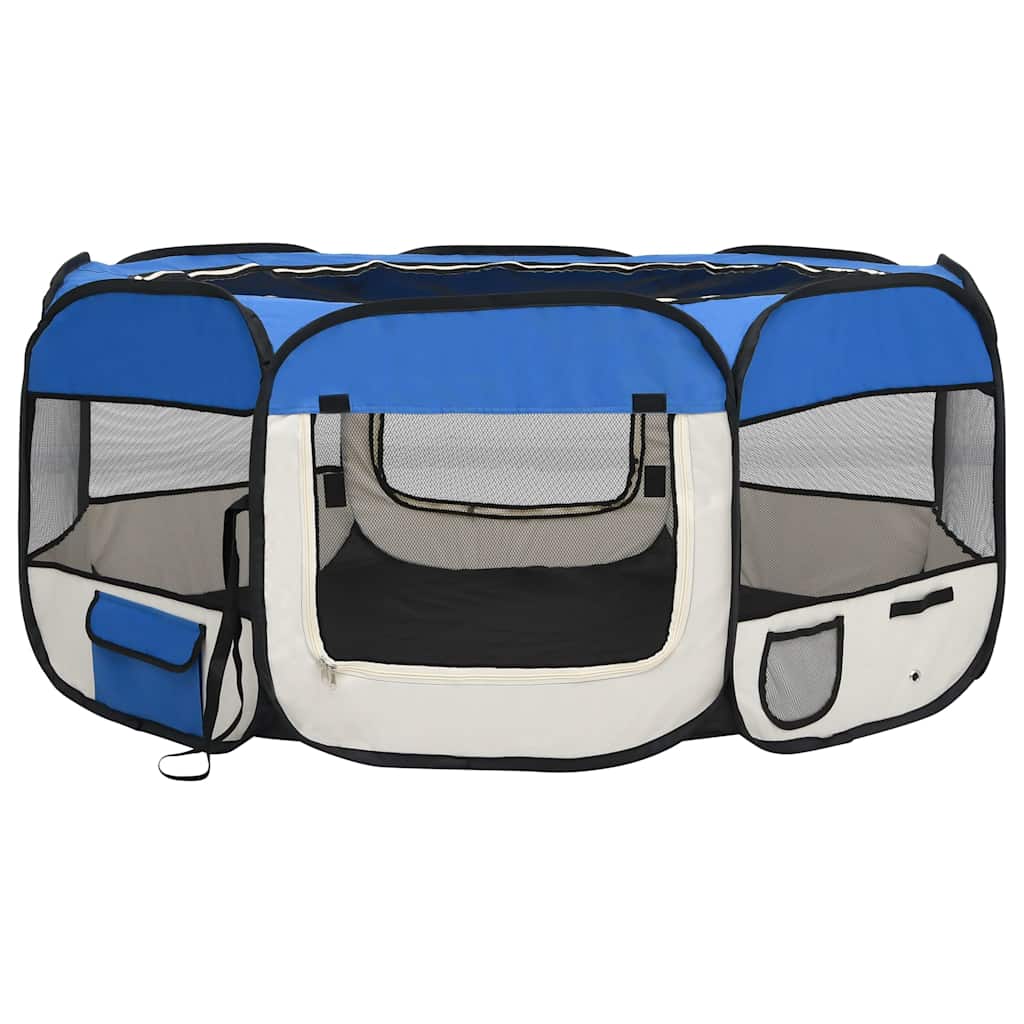 171016 vidaXL Foldable Dog Playpen with Carrying Bag Blue 145x145x61 cm