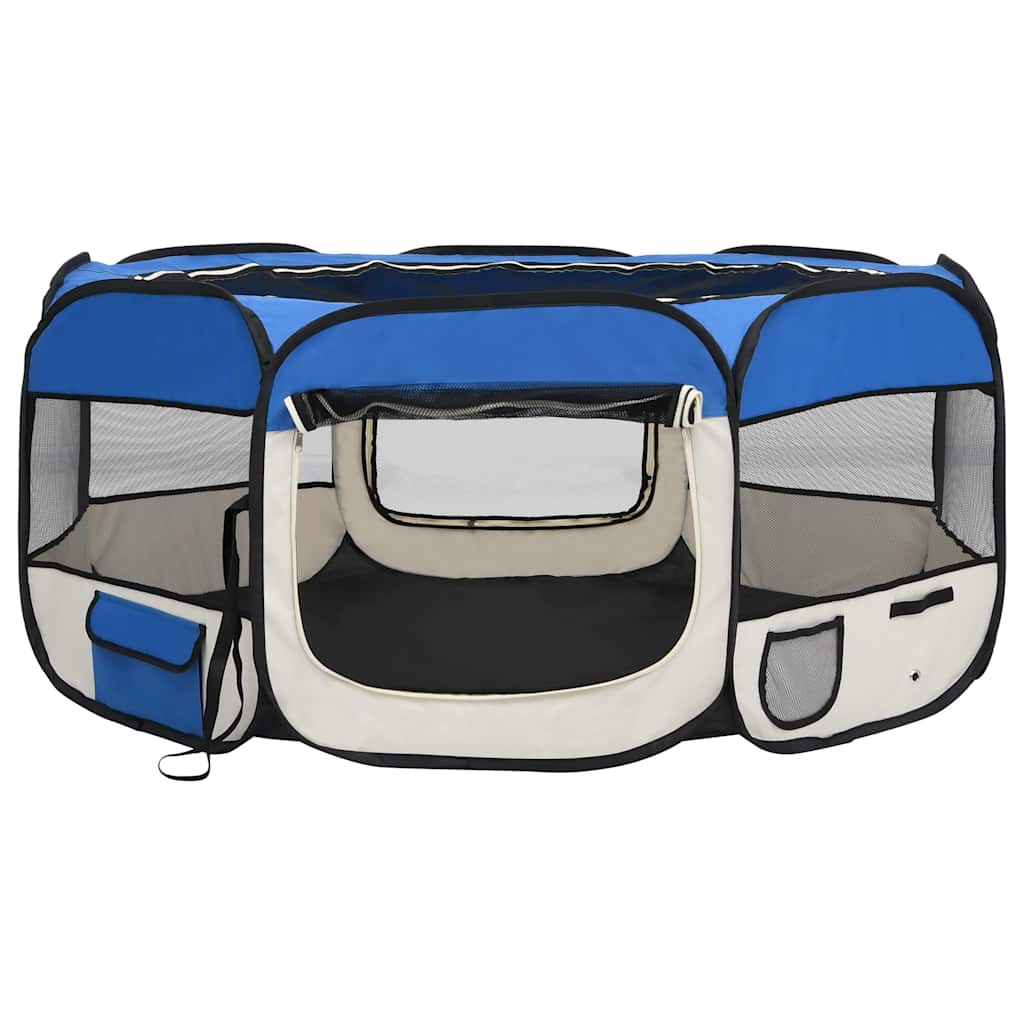 171016 vidaXL Foldable Dog Playpen with Carrying Bag Blue 145x145x61 cm