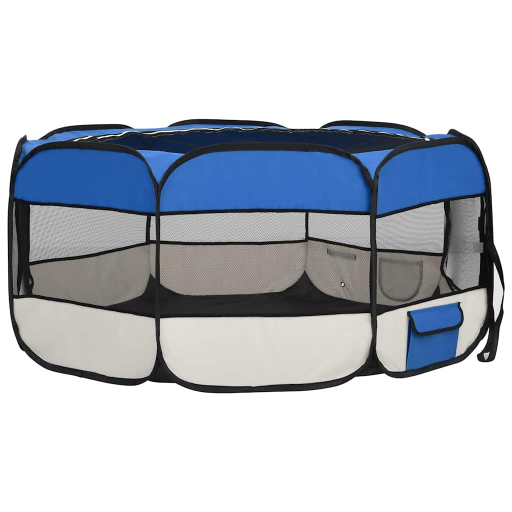 171016 vidaXL Foldable Dog Playpen with Carrying Bag Blue 145x145x61 cm