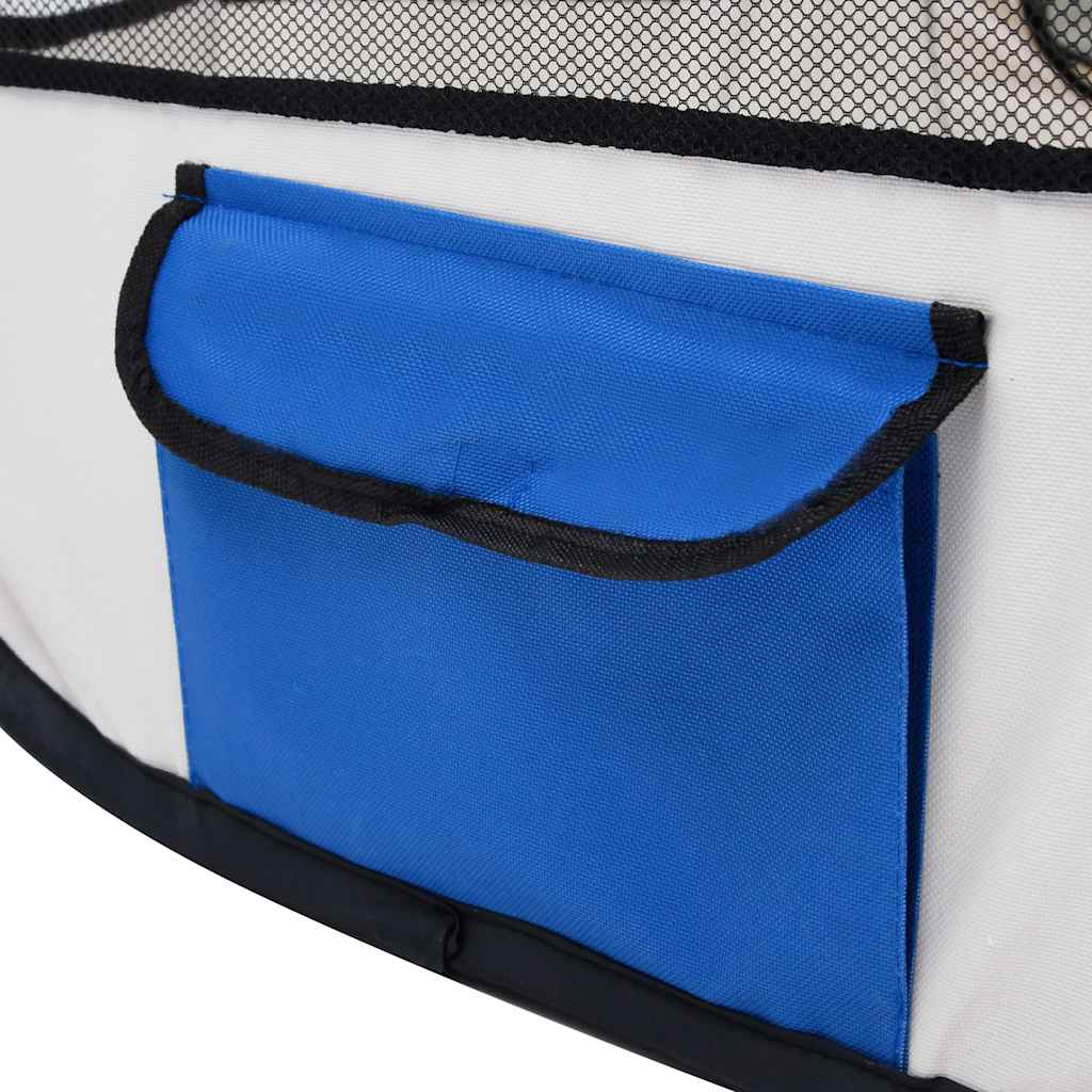 171016 vidaXL Foldable Dog Playpen with Carrying Bag Blue 145x145x61 cm