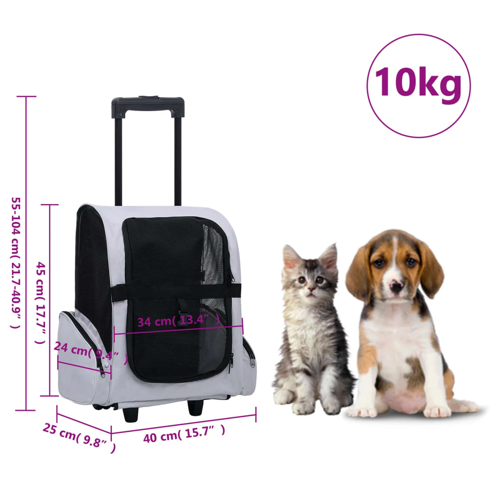 vidaXL Foldable Multipurpose Pet Trolley Grey